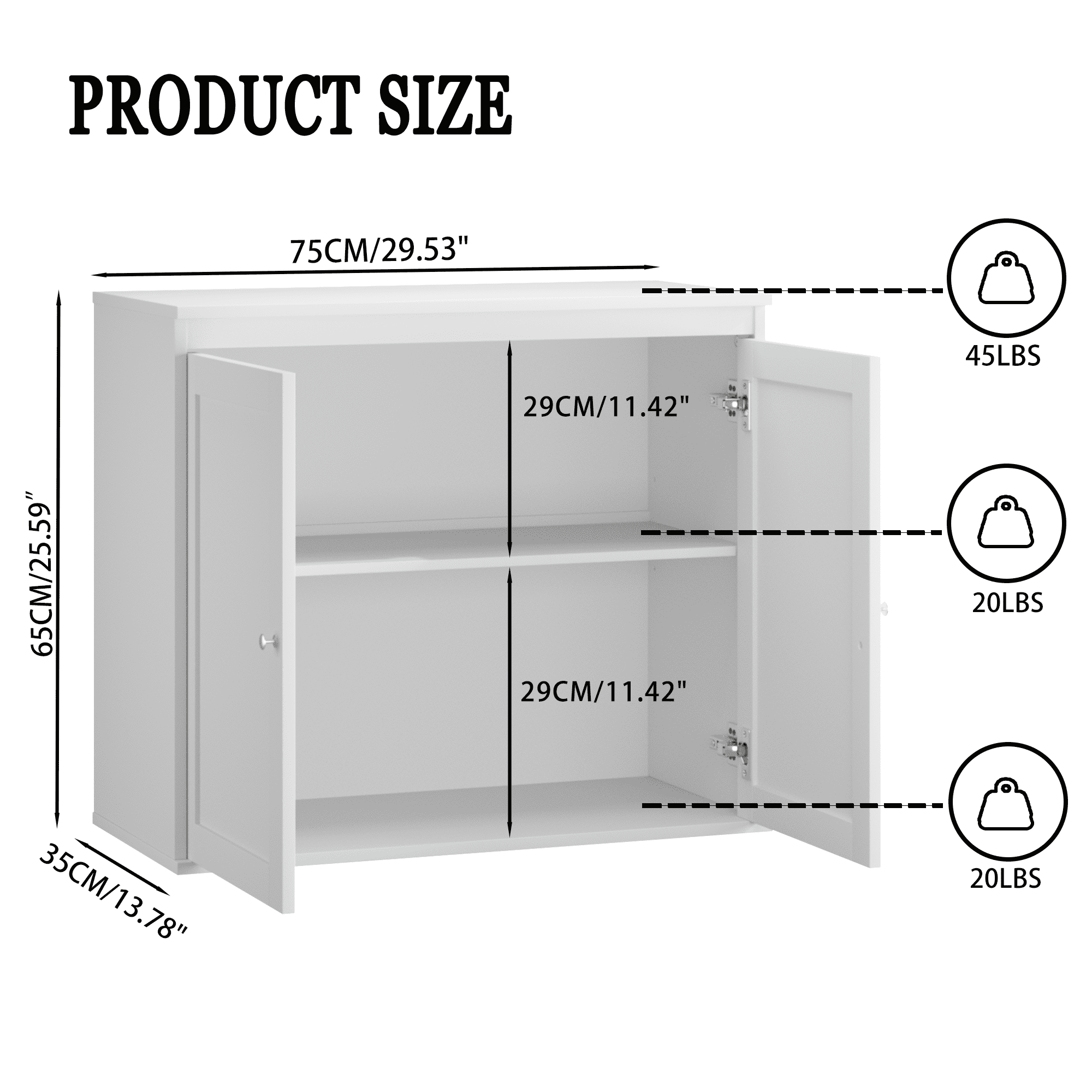 Jopath Coffee Bar,Kitchen Storage Cabinet with Double Doors,29" Kitchen Storage Cabinet with Double Doors,White