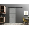 thumbnail image 3 of Sturdy Barn Door 28 x 80 inches | Planum 0014 Concrete with Frosted Glass | 6.6FT Rail Hangers Heavy Hardware Set | Solid Panel Interior Doors, 3 of 6