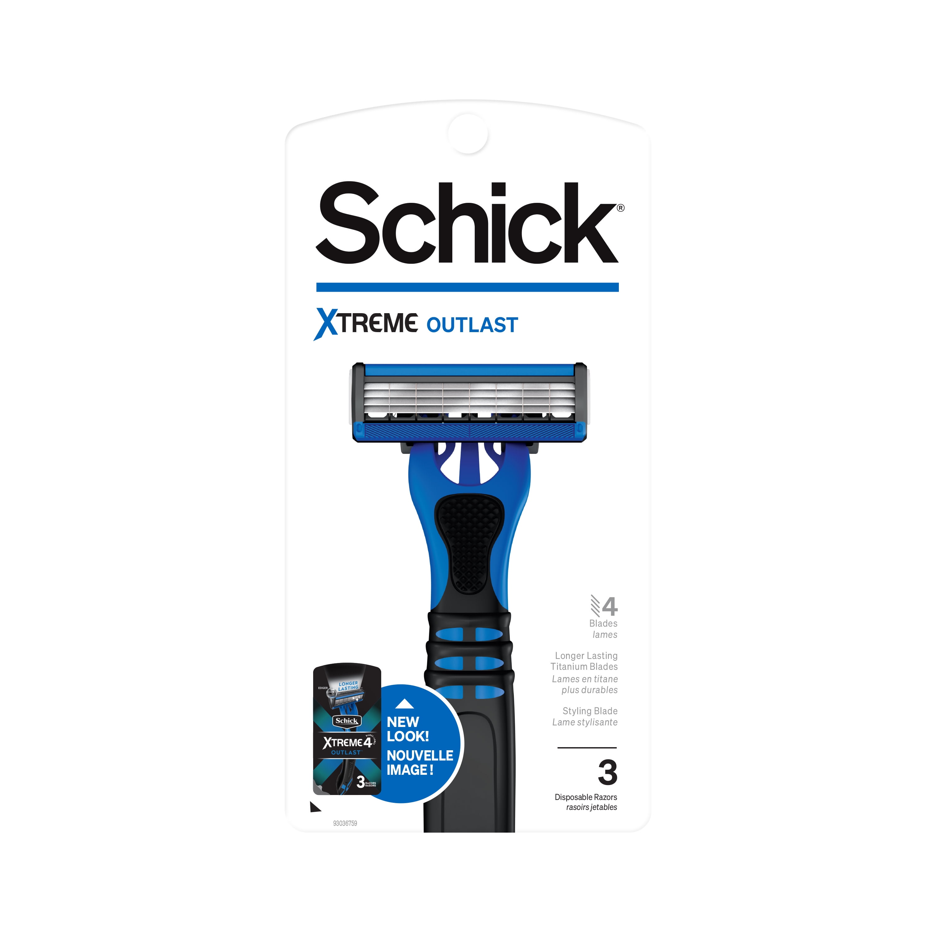 Schick Xtreme4 Men's Disposable Razors with Edging Blades, 3 Ct