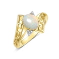 thumbnail image 6 of RYLOS Rings for Women 14K Yellow Gold Greek Key Designer Ring 9X7MM Gemstone & Diamond Ring Exotic Opal African Jewelry  Size 10, 6 of 7