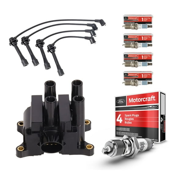 Set of 1 ISA Ignition Coil & 1 Wire Set & 4 Double Platinum Spark Plug for 2001-2010 Ford Ranger 2001-2010 Mazda B2300 l4 2.3L Replacement For FD497,FD501