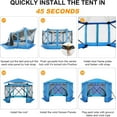 thumbnail image 4 of COBIZI Pop up Gazebo Screen Tent Screen House for Camping,12x12 Gazebo with Removable Roof, Outdoor Screened Gazebo with Sidewalls, Tent with Carry Bag and Ground Stakes,Blue(Upgraded), 4 of 12