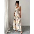 thumbnail image 6 of Apricot Womens Floral Printed Fit-And-Flare Maxi Dress With Ruffle Shoulder Straps, 6 of 6