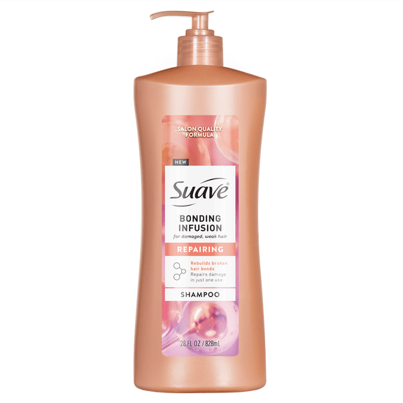 Suave Bonding Infusion Repairing Shampoo for Damaged Hair, Color and Chemical Damage, 28 fl oz