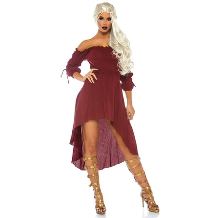 Leg Avenue High-Low Fantasy Peasant Dress Medium/Large Burgundy