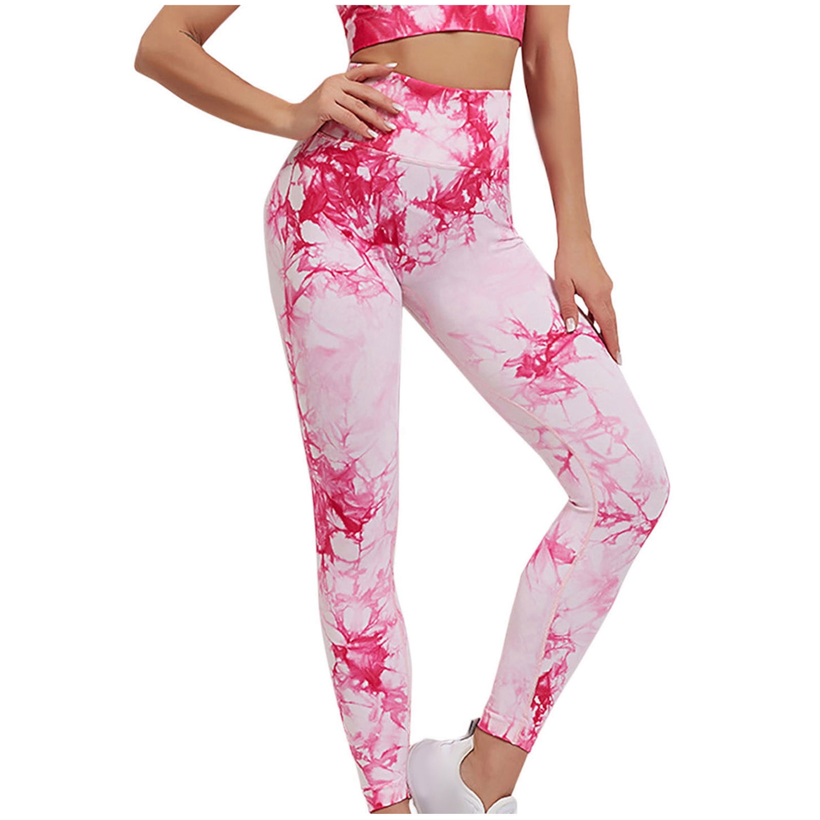 HOT Scrunch Leggings Pink Tie Dye Leggings Women's Seamless