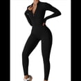 thumbnail image 3 of Mono de Entrenamiento de Larga para Mujer, con Cremallera, Pantalón y Mono Ajustado. Negro Avanzado M, 3 of 10