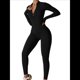 thumbnail image 3 of Mono de Entrenamiento de Larga para Mujer, con Cremallera, Pantalón y Mono Ajustado. Negro Avanzado L, 3 of 10