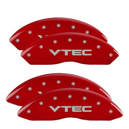 MGP 4 Caliper Covers Engraved Front & Rear Vtech Red finish silver ch Fits select: 2002-2006 ACURA RSX TYPE-S