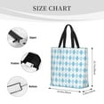 thumbnail image 4 of Disketp Blue and White Squares Canvas Tote Bag,Women Shoulder Bag Crossbody Handbag with Zipper Closure, 4 of 8
