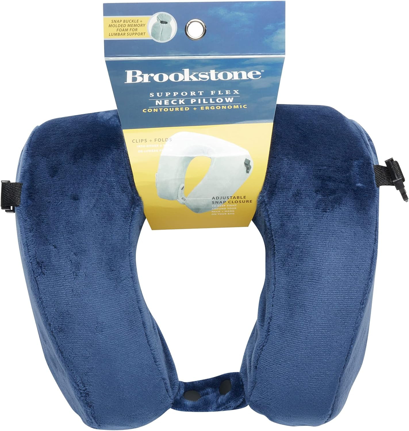 New Brookstone Soft Microbead Travel Pillow Neck/Lumbar Choose  Gray/Blue/Black