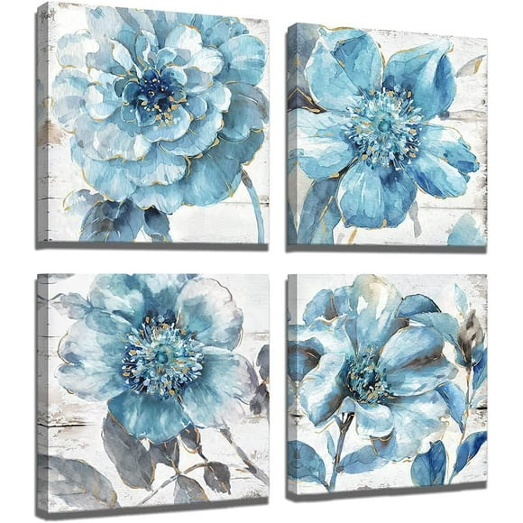 Canvas wall art Panel Wall Painting / Picture Canvas Print /Framed Art For Home Decor Decoration Gift piece (30x30cm x 4, Impression flower)