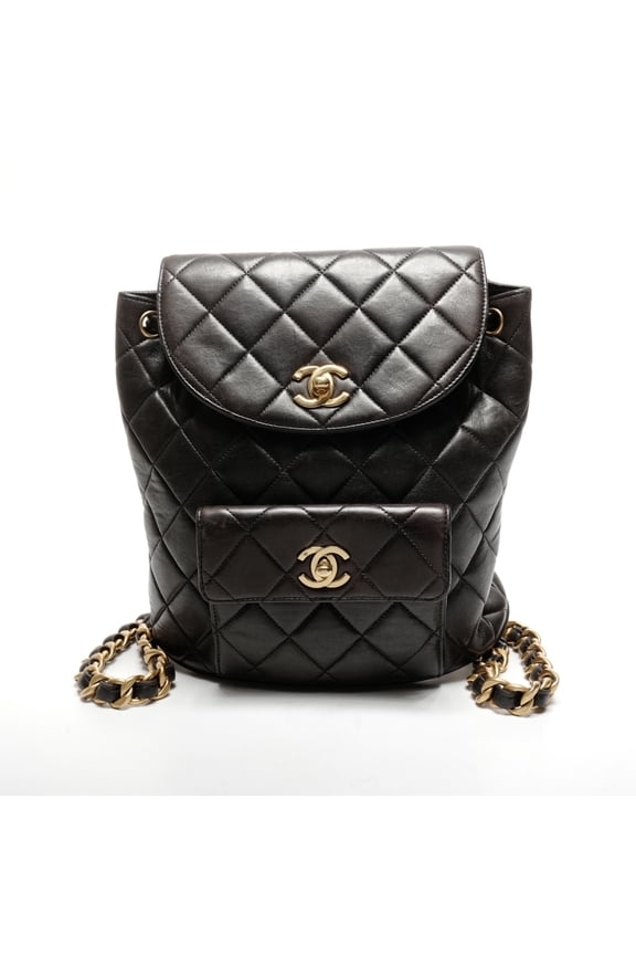 Pre-Owned CHANEL No. 3 1994-1996 Lambskin Duma Matelasse Backpack/Daypack in Black