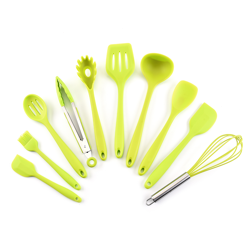 Tomshoo Silicone Kitchen Utensil Set 10 Pcs Heat Resistant Non-Stick Spoon Spatula Ladle Cooking Tools Dinnerware - image 1 of 7