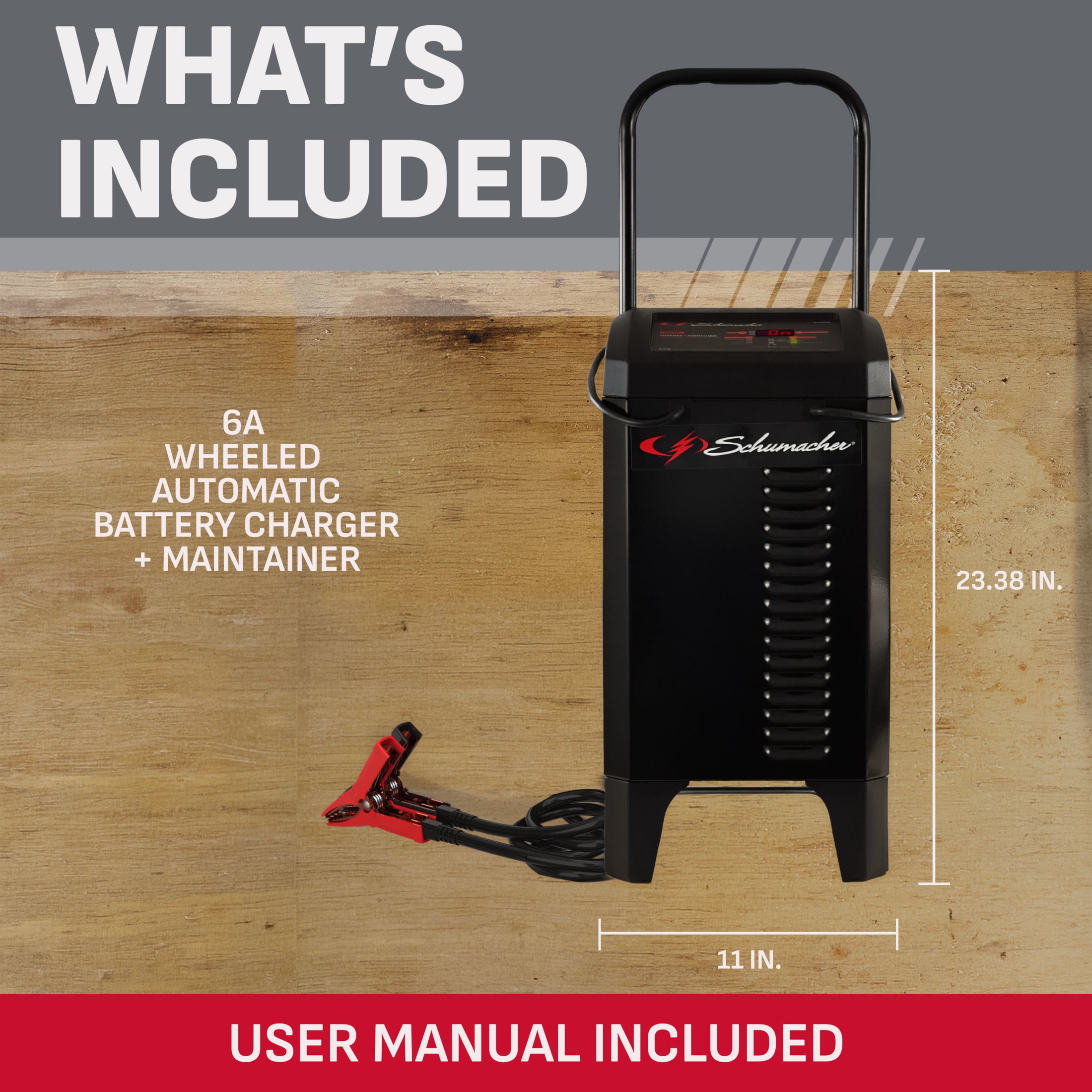 Schumacher Electric Wheeled Automatic 6A Car Battery Charger & Maintainer, 200A Engine Starter, 40A Boost, 6/12V Sport, Auto, Marine Batteries, SC1696