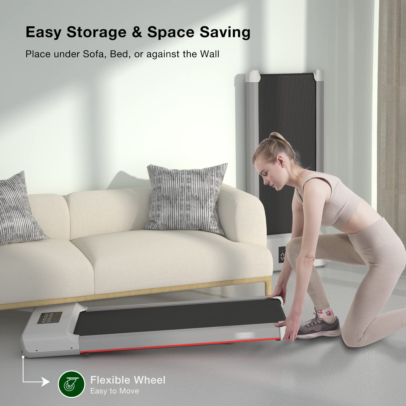 SSPHPPLIE Walking Pad 300lb,Under Desk Treadmillwith Remote Control ,2 in 1 Portable Walking Pad Treadmill for Home/Office/Exercise/Fitness Workout(White)