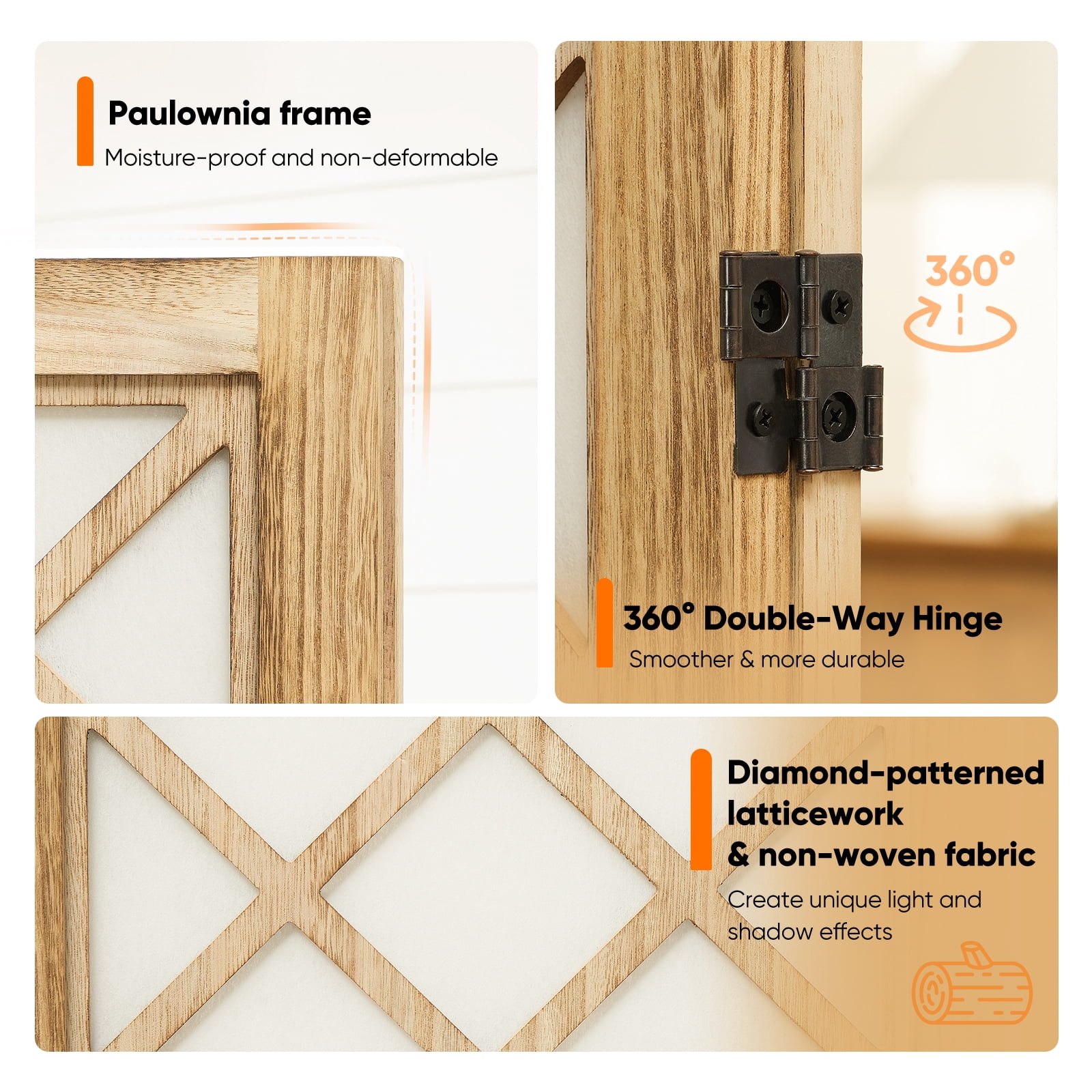 Jostyle 4/6 Panel Room Divider Privacy Screen - Foldable Partition Wood Frame