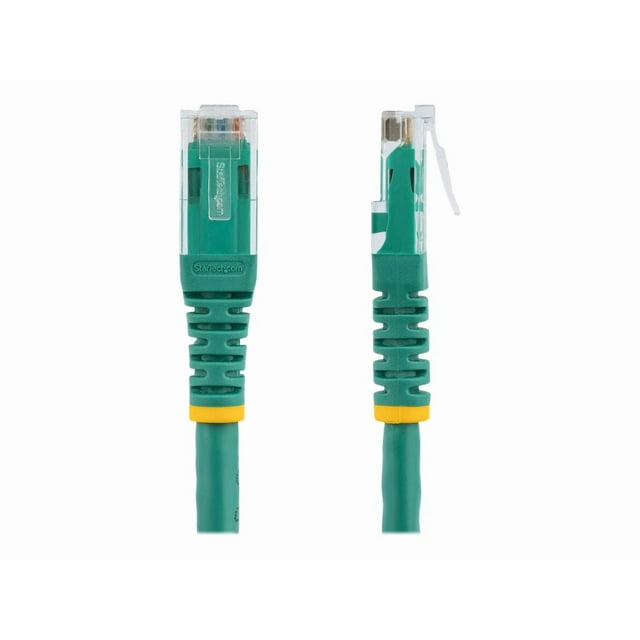 StarTech.com 10ft CAT6 Ethernet Cable, 10 Gigabit Molded RJ45 650MHz 100W PoE Patch Cord, CAT 6 10GbE UTP Network Cable with Strain Relief, Green, Fluke Tested/Wiring is UL Certified/TIA - Category 6 - 24AWG (C6PATCH10GN) - Patch cable - RJ-45 (M) to RJ-45 (M) - 10 ft - UTP - CAT 6 - molded - green