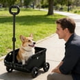 thumbnail image 4 of 4 Wheels Folding Pink Pet Dog Stroller, Lightweight Travel Cart for Small Dogs Cats, Portable Carrier Wagon for Walking Shopping Outdoor Play (Black), 4 of 7