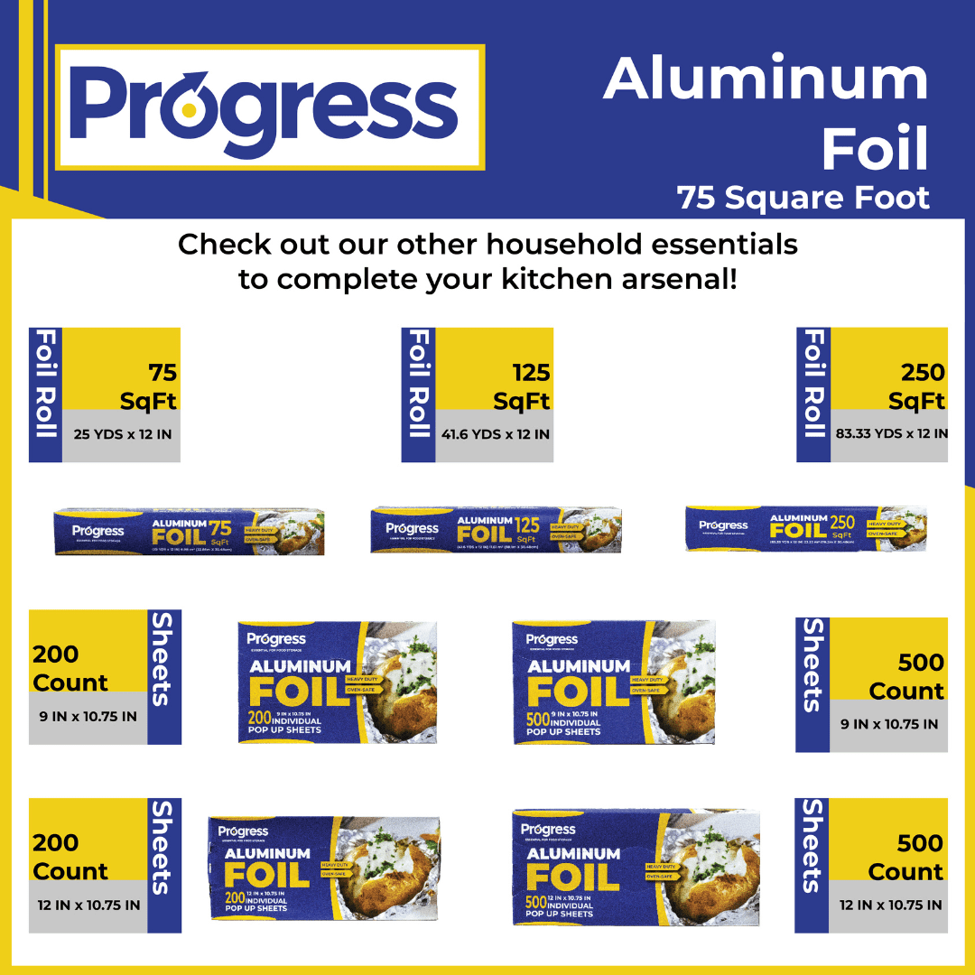 Progress Aluminum Foil Rolls, 75 Sq Ft, 24 Count, 24 Pack/Case