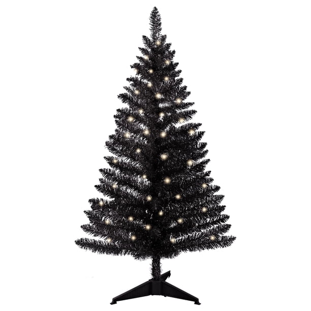 Árbol de Navidad con forma de ojo de sanguijuela negra de 4 pies con luces