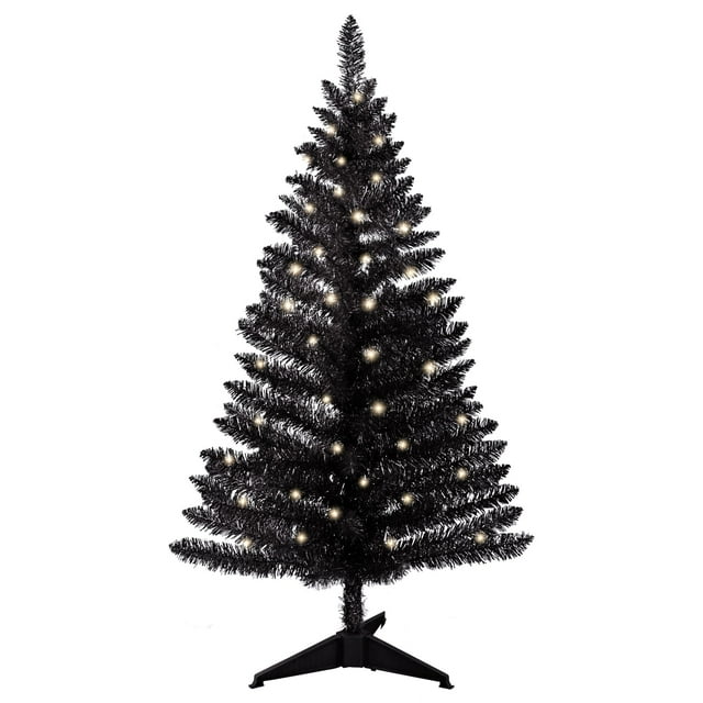 Árbol de Navidad con forma de ojo de sanguijuela negra de 4 pies con luces