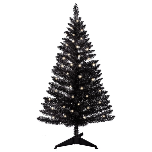 Árbol de Navidad con forma de ojo de sanguijuela negra de 4 pies con luces