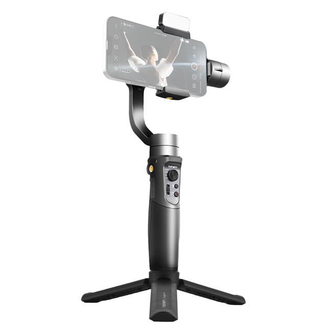 hohem iSteady Mobile+ 2024 3-Axis Gimbal with Magnetic Fill Light, Bluetooth Control, and Tripod for iPhone & Android, 280g Payload, 13-Hour Battery, Motion Tracking, Time-Lapse, Focus Control, and