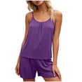 thumbnail image 2 of gbyLJF Womens Pajama Set Summer Sleeveless Sleepwear 2 Piece Shorts Nightwear Set Cofortable Pajama Set for Women, 2 of 6