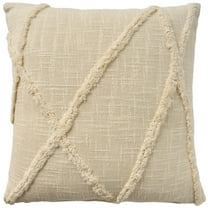 Mina Victory Lifestyle Distressed Diamond 18" x 18" Ivory Indoor Throw Pillow