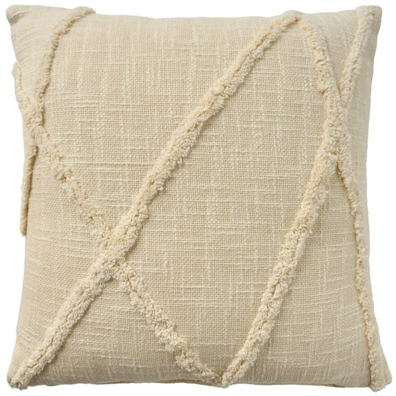 Mina Victory Lifestyle Distressed Diamond 18" x 18" Ivory Indoor Throw Pillow