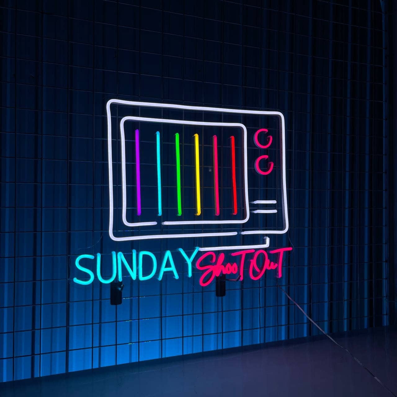 Glowneon Sunday Shoot Out Neon Sign, Vintage Television Wall Decor