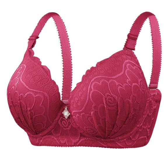 Wdgfv Women's Push Up Bra Lightly Lined Demi Bra Underwire All Over Lace Bra Comfortable Full Coverage Bralette Red 38