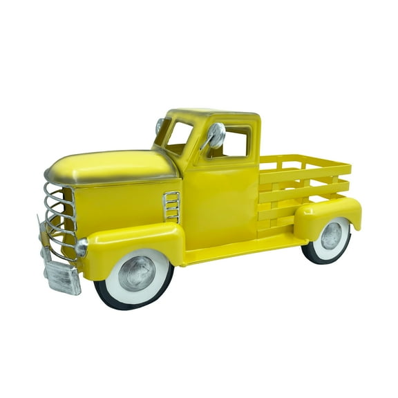 Charming Red Vintage Truck Decor with Light - Rustic Farmhouse Metal Car Model, Perfect for Garden & Home Display, Ideal Gift for Pickup Truck Enthusiasts, Tiered Tray, Wine Rack, Tabletop Storage