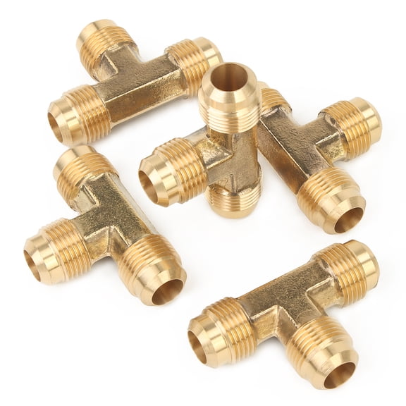 LTWFITTING Brass 5/8" OD Flare Tee,Brass Flare Tube Fitting(pack of 5)
