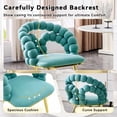 thumbnail image 3 of Juego de 2 Sillas de comedor de terciopelo de cadena de bola de silla de burbuja hinchada amarilla con piernas de oro, sillas modernas tapizadas de acento para el comedor y la cocina, 3 of 5