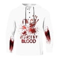 thumbnail image 5 of VBARHMQRT Men's Long Sleeve Shirts Male Printed Theme Casual Round Neck Button Bloodstain Pattern Plus Size Shirt Print Solid Color Hoodie Sweatshirt White, 5 of 5