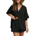 thumbnail image 3 of Fantaslook 2 Piece Womens Outfit Sets Button Down Shirts and Shorts Casual Lounge Sets Short Sleeve Pajamas Sets Summer Loungewear, 3 of 8