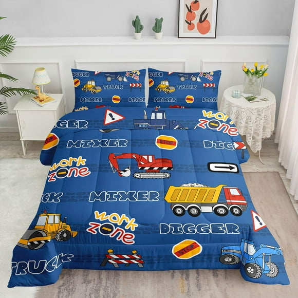 Juego de edredón Datura Home Kids Butterfly Truck Twin, 3 piezas