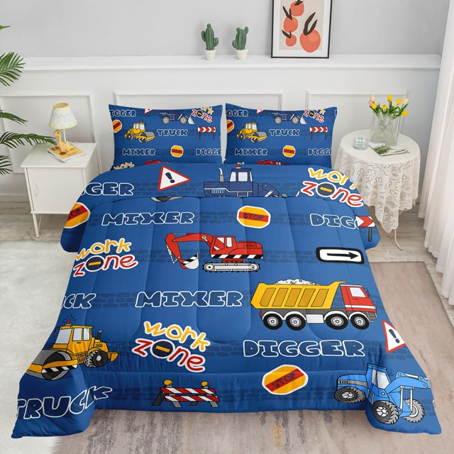 Juego de edredón Datura Home Kids Butterfly Truck Twin, 3 piezas
