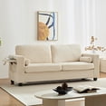 thumbnail image 5 of ZAFLY 83”Pull Out Sofa Bed, Corduroy Convertible Sofa Bed with Storage Shelf, Sleeper Sofa Queen Couch with Pull Out Bed - Beige, 5 of 6