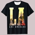 thumbnail image 2 of GUZOM Mens Los Angeles T-Shirt Black, LA Graphic Tee with City Skyline Design, Stretch Breathable Short Sleeve Regular Fit Casual Shirt,Size XL, 2 of 5