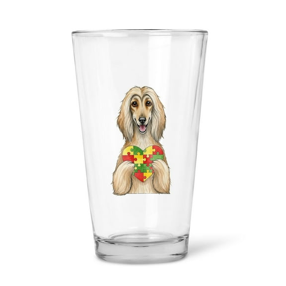 Autism Awareness Afghan Hound Accept Understand Love 16oz Pint Beer Glass Mug Dog Lover Beer Glasses Cup - 12003