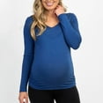 thumbnail image 2 of Odeerbi Maternity Clothes 2025 Long Sleeve Maternity Shirts for Women Breastfeeding Pregnant Tops Round Neck Solid Nursing Blouse Blue, 2 of 9