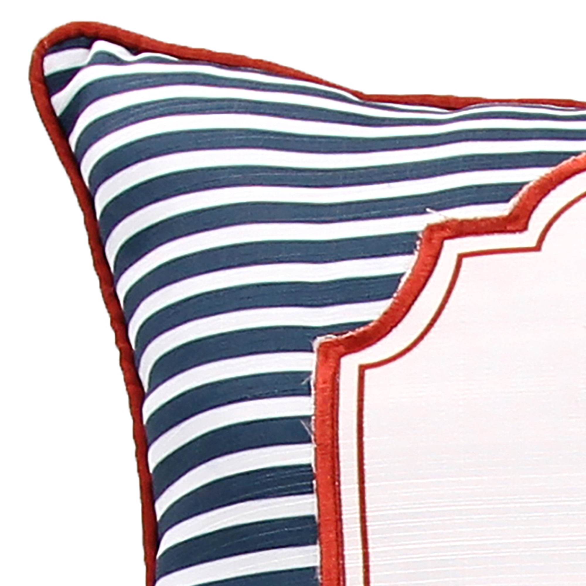 Jordan Manufacturing 20" x 20" Red, White and Blue Lighthouse Stripe Nautical Square Reversible Decorative Throw Pillow with Welt