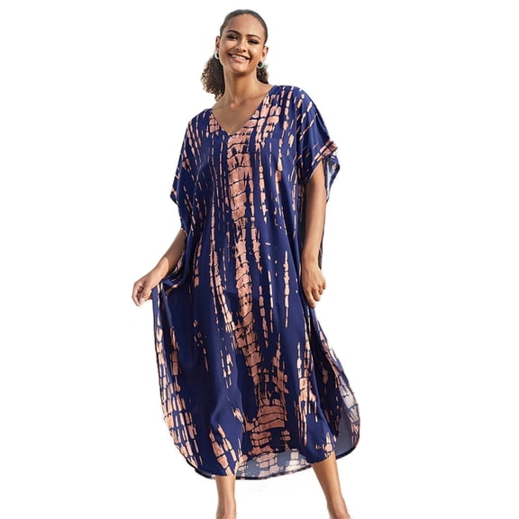 Edolynsa Plus Size Kaftan Dress for Women Summer Simple Dresses Stylish Evening Dress Holiday Outfit Vacation dress Roomy dress