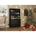 thumbnail image 6 of 71" Kitchen Hutch with Storage Drawers, Pantry Cabinet with Charging Station for Living Room, Dining Room, Black, 6 of 9