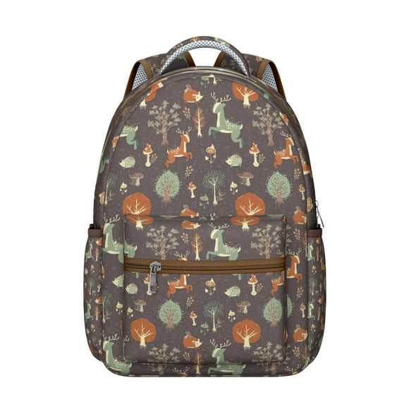 Sac à Dos Scolaire Imprimé Cerf Rustique pour Étudiant Chasse Forêt Motif Animal Vintage Art Esthétique Sac à Dos