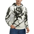 thumbnail image 2 of Fotbe Men's Hoodie with Black And White Rose Pattern - Kangaroo Pocket Pullover Hooded Sweatshirt, Perfect for Daily Wear, Travel, and Home-Medium, 2 of 7