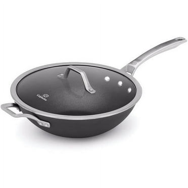 Calphalon Signature Hard-Anodized Nonstick 12-Inch Flat Bottom Wok with Cover